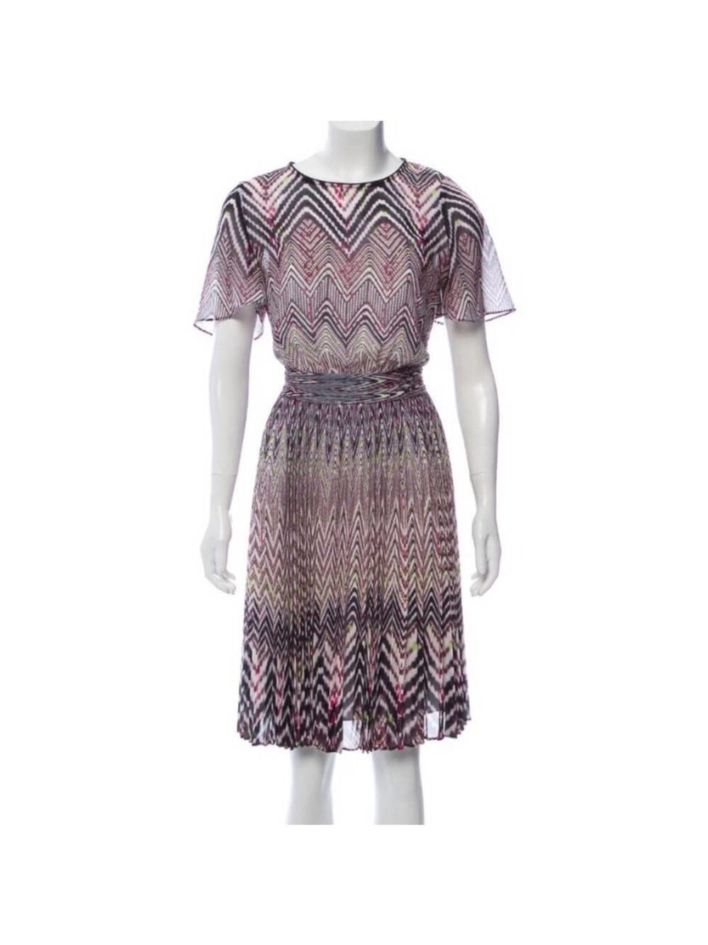 Karen Millen Abstract Chevron Pleated Dress Size 8